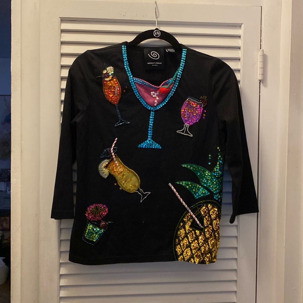 Michael Simon event shirt all types of sequined cocktail great party or cruise